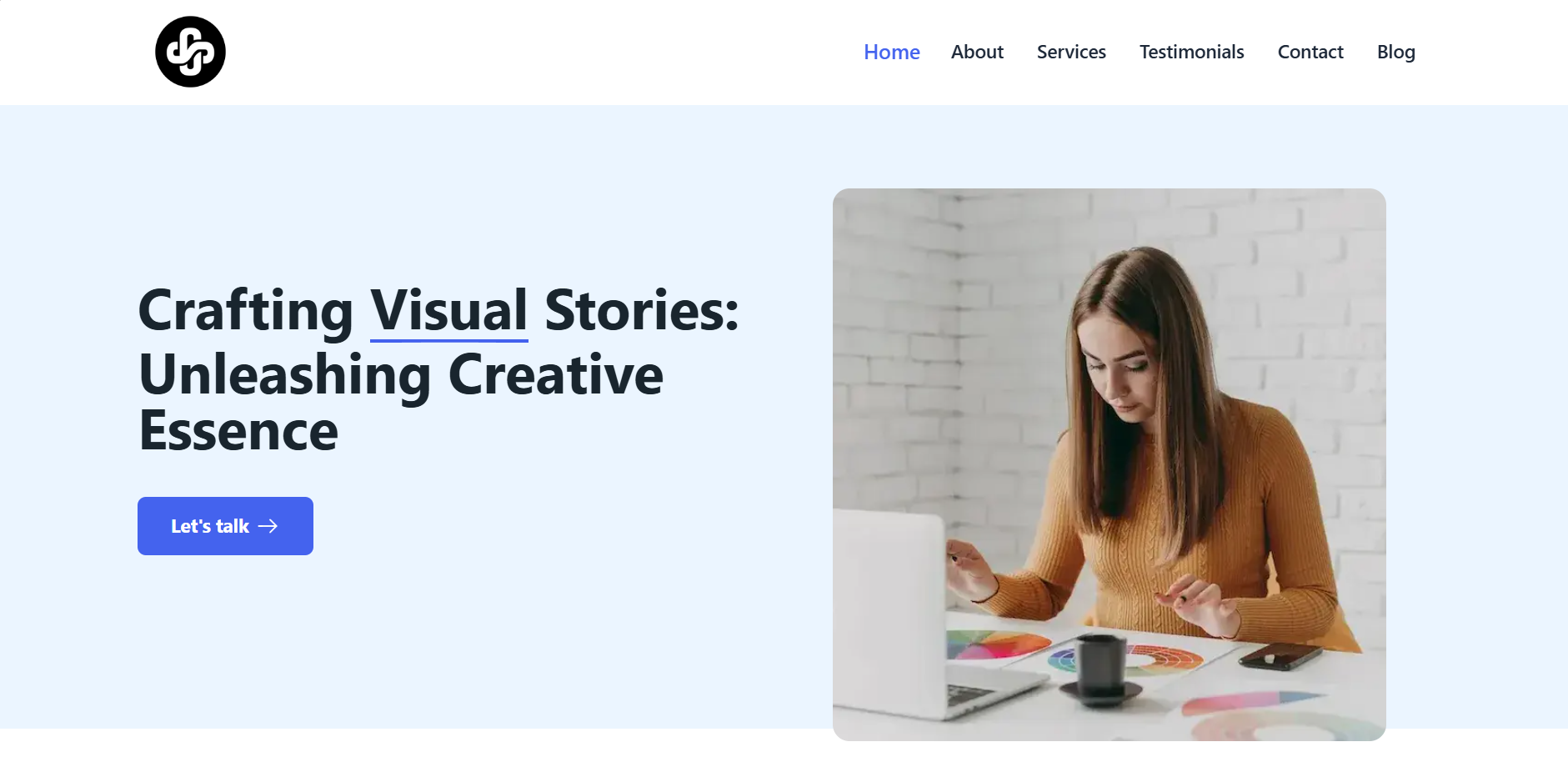 Service business homepage screenshot