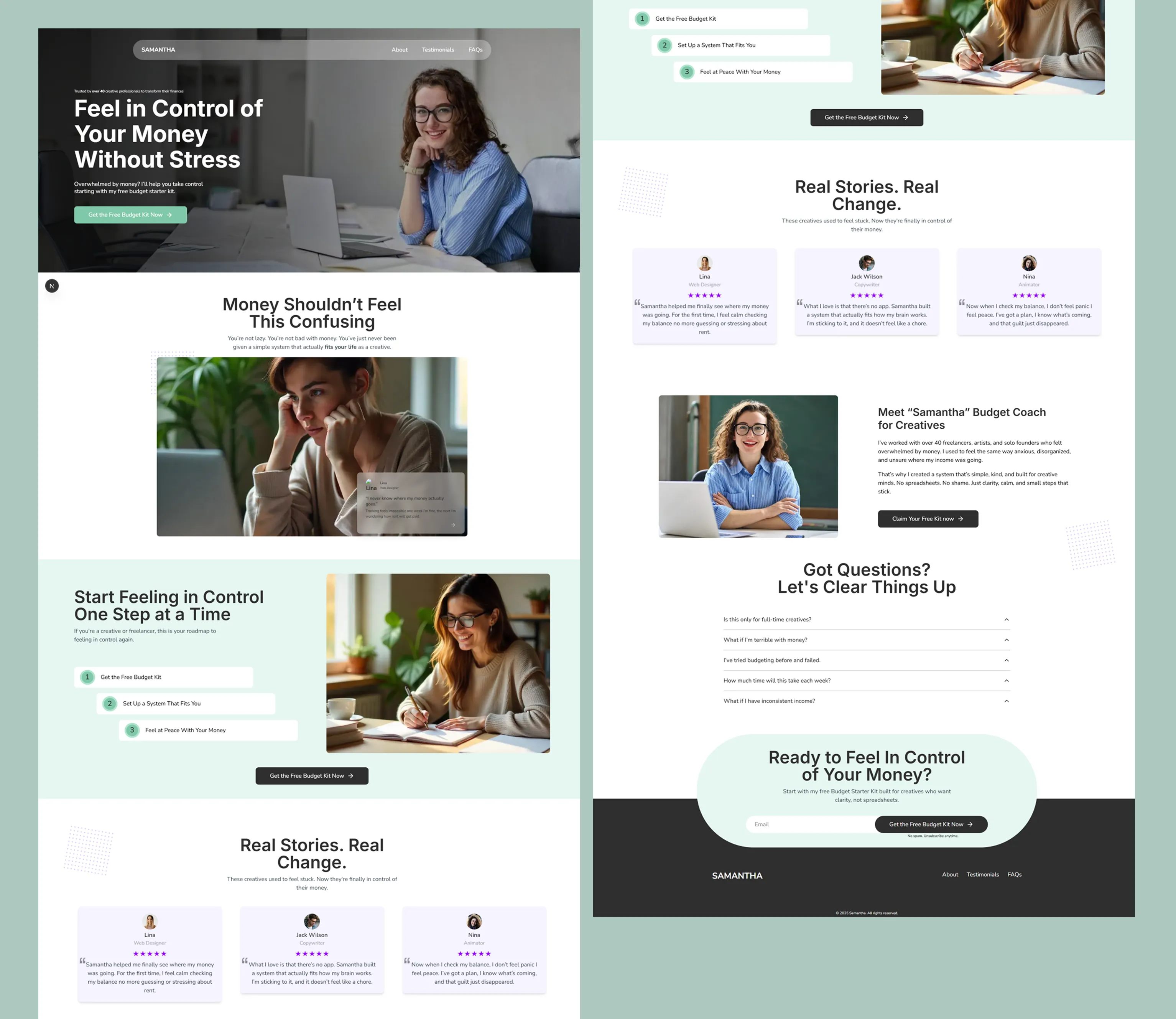 fincance coach landing page screenshot